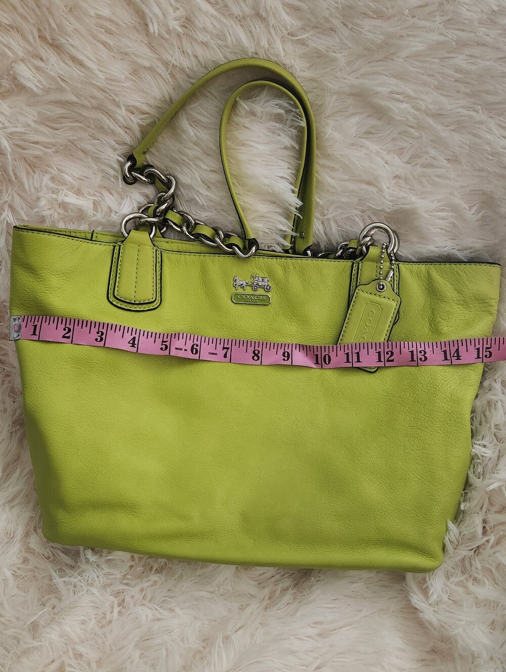 Coach Neon Yellow Leather Tote - Picture 8 of 13